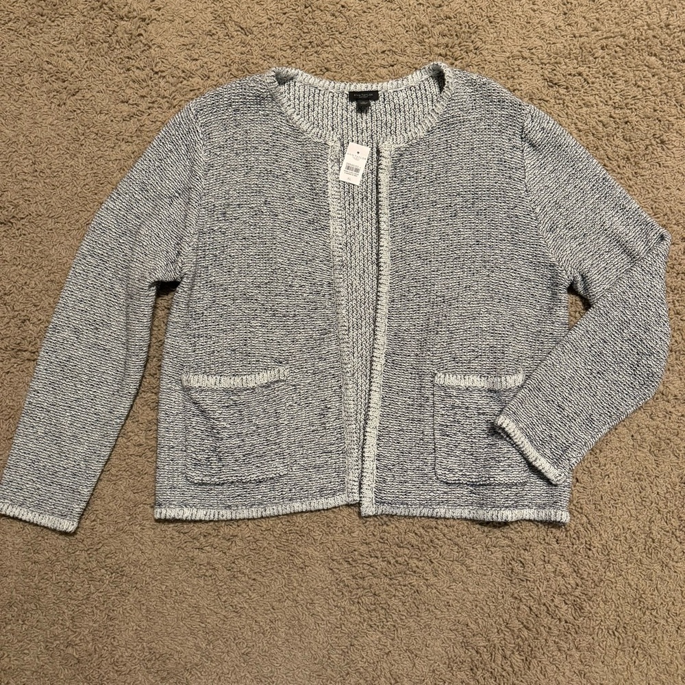 NWT Ann Taylor Factory sweater blazer, sz XL, navy/cream